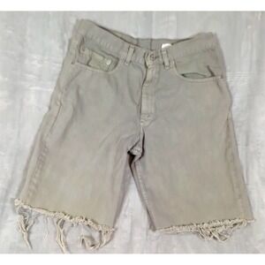 Vintage Levis 550‎ Denim Short Men 32 Gray Zip Raw Hem Flat Relaxed Distressed